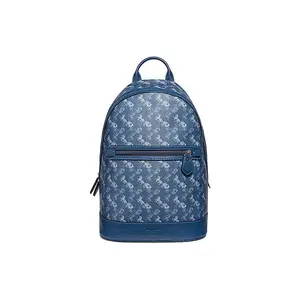 COACH Barrow Canvas and Faux-Leather Backpack for Men with Carriage Print in Blue