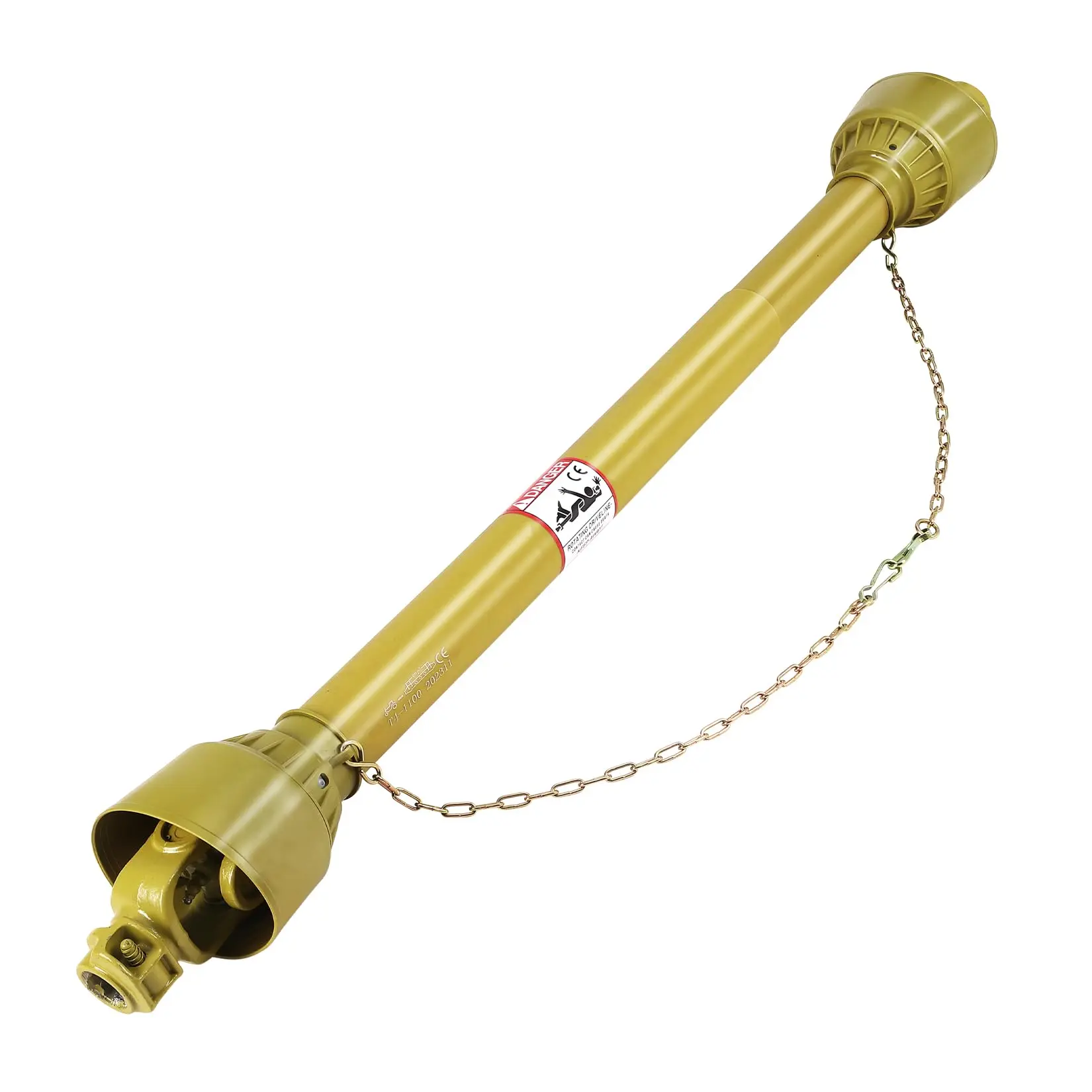 GARVEE Versatile PTO Shaft 1 3/8" Drive Shaft with Round Ends, Available in 6 Spline End for Tractors, Brush Cutters, Finish Mowers, and Rotary Cutters, Adjustable Length from 39"-61", Durable Yellow Design