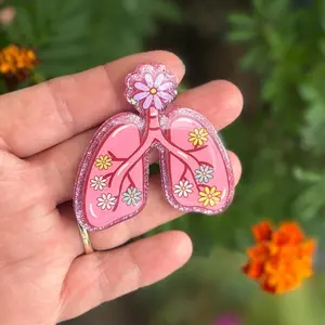 Lungs & Ribcage Badge Reel - Handmade Retractable ID Holder for Nurses & Medical Staff