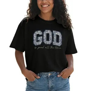 God Is Good Shirt Women Christian Floral Graphic Tee Plus Size Faith Top