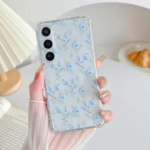 Samsung Galaxy S23 FE 5G Case Cute Clear Case for Women Girls, Aesthetic Floral Flower Pattern, Protective Shockproof Slim TPU Bumper Phone Cover for Samsung S23 FE 5G