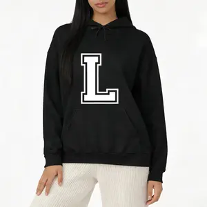 Stylish Letter L Alphabet Hoodie – Varsity Monogram with Long Sleeves
