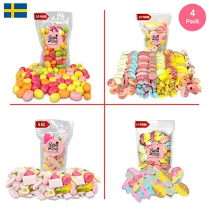 Bubs Swedish Candy - 4 Pack- Bubs Swedish mix - Kastanjer Fruit Candy maoam - marshmallow mix - Bubs & European Candy mix -Bonbon Vagen Gulete Free Gelatet Free Vegan Friendly Gluten Free Sour TOTAL 1.85 LB