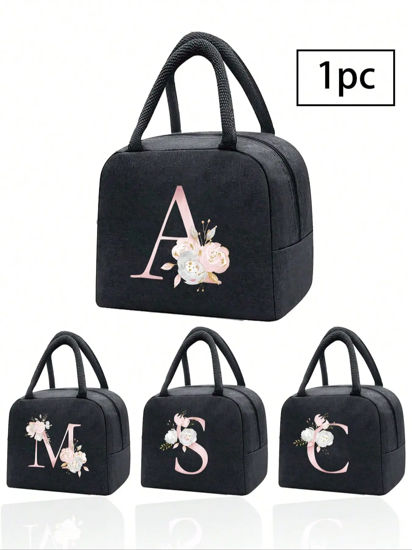 1PC insulated bag, insulated lunch bag, Tote lunch bag, boys and girls school cooler, handbag, lunch box, ice bag, canvas lightweight portable lunch storage bag, durable lunch bag, Lunch Bag Women (black), Lunch Insulation Bag