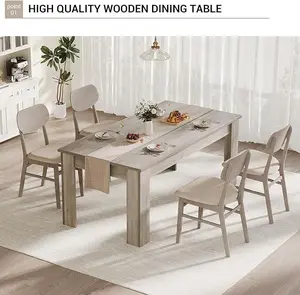 Dining Table for 4-6, 63 Inch Farmhouse Dining Table, Large Wooden Rectangular Dinner Table for 4 for Apartment, Small Space,18 Grey