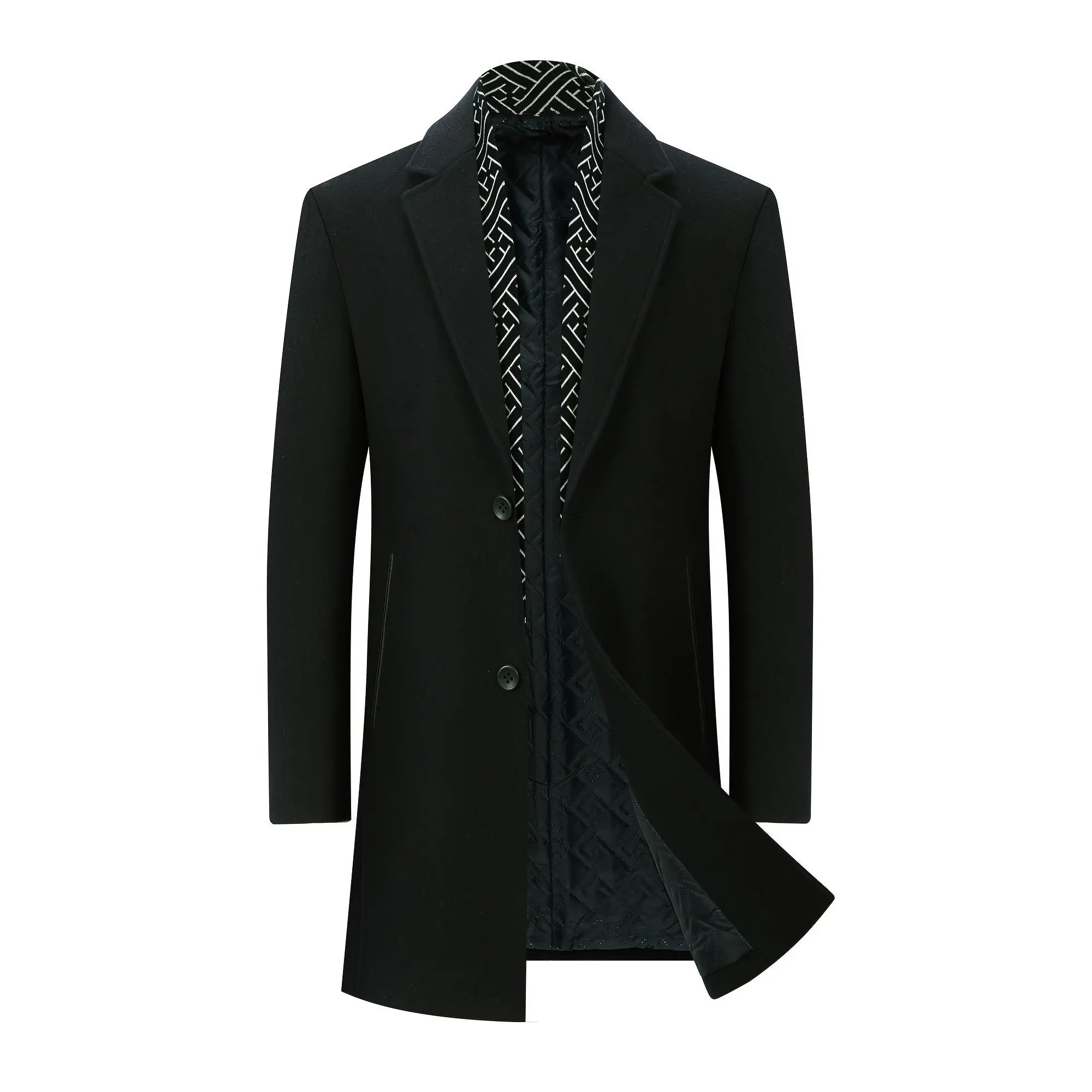 Men's Coat with Scarf Collar, Plain Straight-Cut Long-Sleeve Menswear Top, Perfect for Layering in Men's Outfit Sets