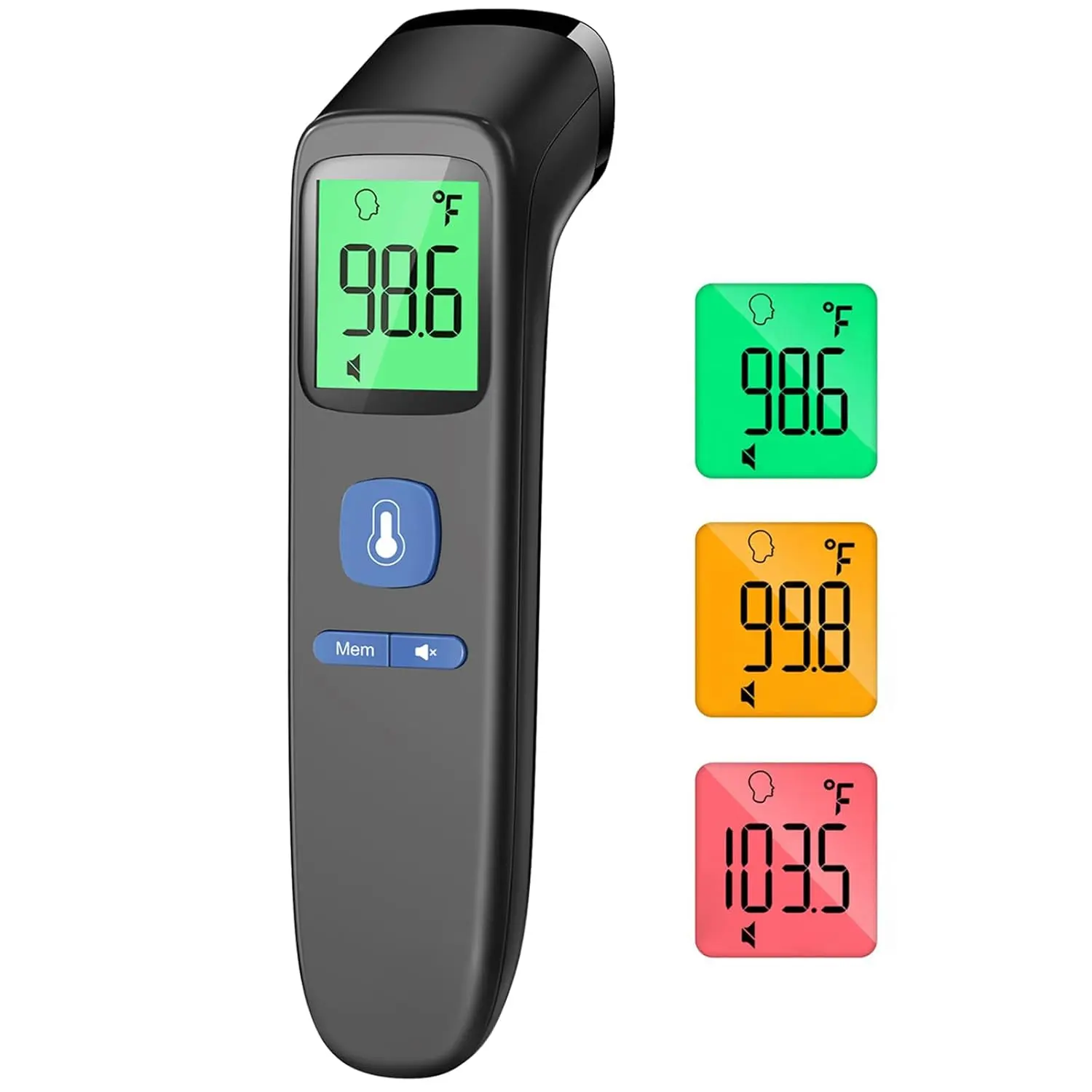 Healthcare Infrared No-Touch Digital Thermometer for Adults & Kids, Accurate Reading, Large Display, Mute Mode, Memory Recall, Fever Alarm