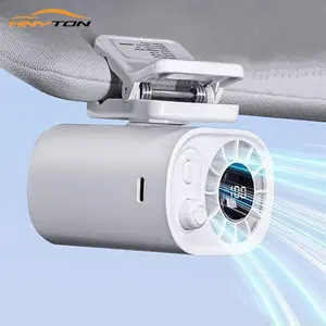 Hnyton Mini Car Clip On Fan, Waist Clip-on Fan, , with LED Display, 100 Speeds, 360° Rotation, Strong Clip, for Drive a car, Hands-Free Cooling for Travel, Work, Stroller, Camping (White)
