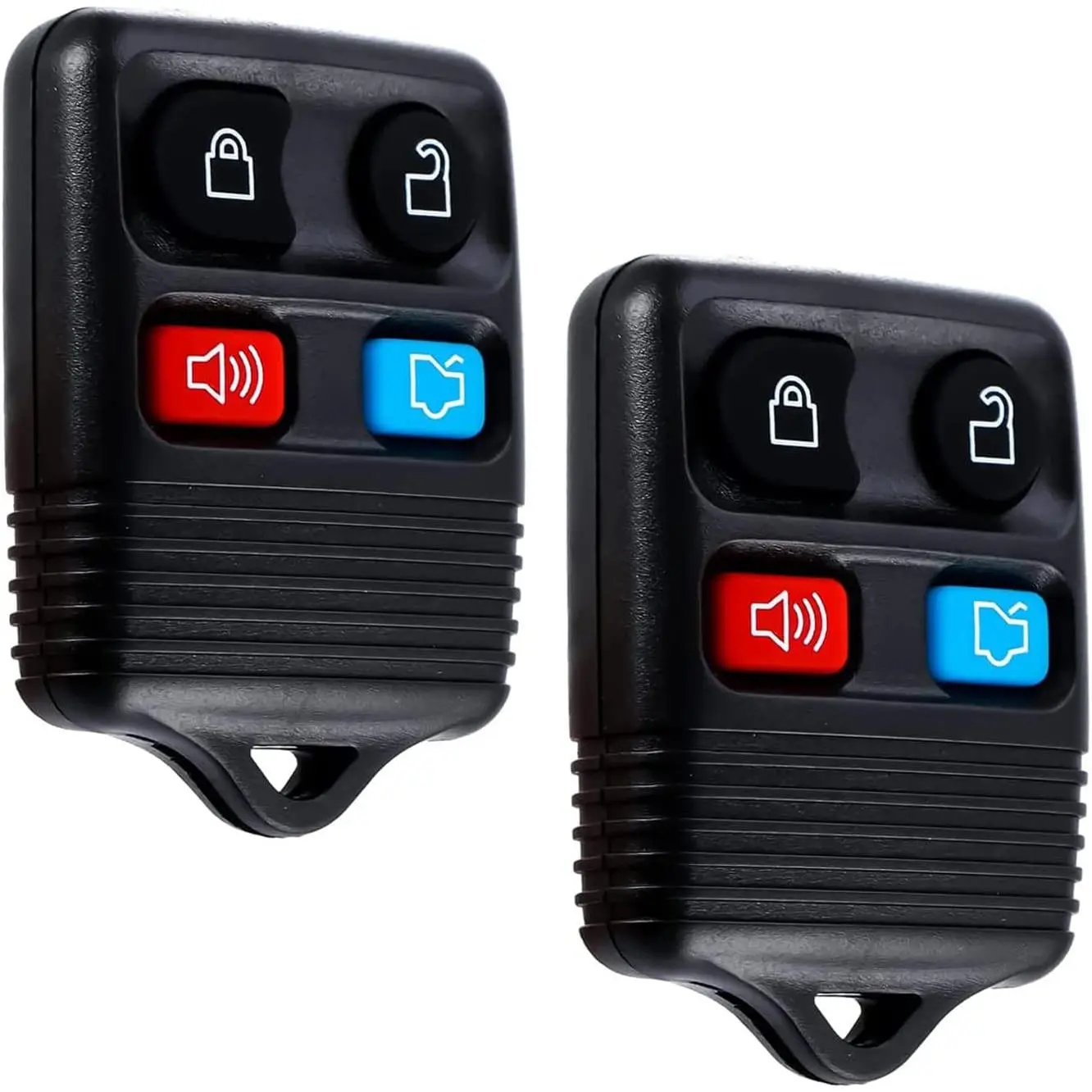 4-Button Automobile Keyless Entry Remote Replacement Key Fobs, 2 Complete Spare Car Key Fobs with Lock/Unlock Fit for Escape, Focus, Fusion, Mustang, Taurus, Explorer, Lincoln, Mercury (CWTWB1U345)