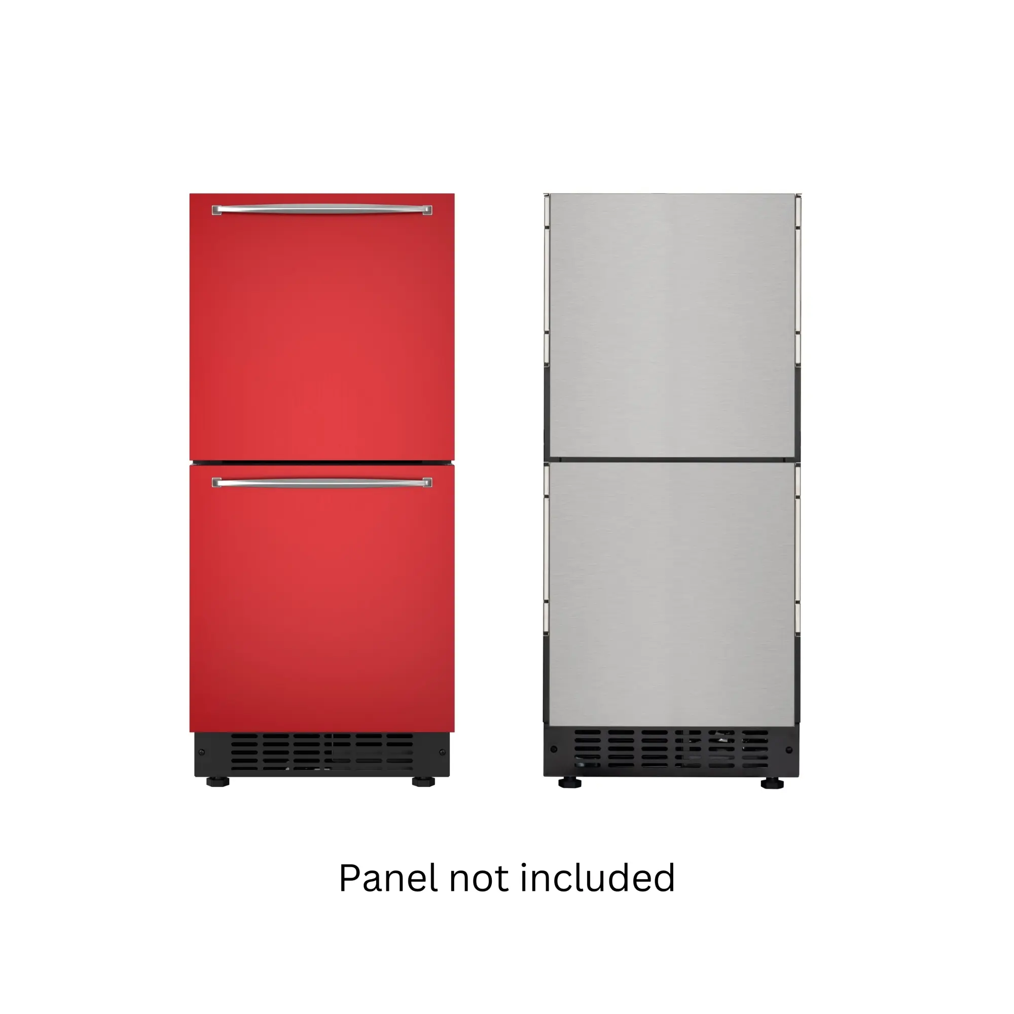 15 in. Panel-Ready Built-in Double Door Energy-Saver Mini Refrigerator, Frost-Free Undercounter Fridge for Small Spaces with Digital Temp Control, Stainless-Steel Drawers, 36°F to 43°F Range, 66-Can Capacity (KM-BIR2D15-PR)