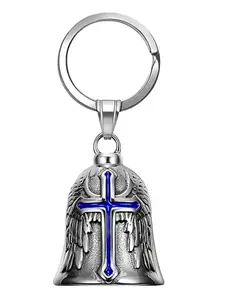 Motorcycle Bell Keychain, Fairy Guardian Motorcycle Keychain, Neutral Cross Bell, Biker Bicycle Bell, Lucky Riding Guardian Bell