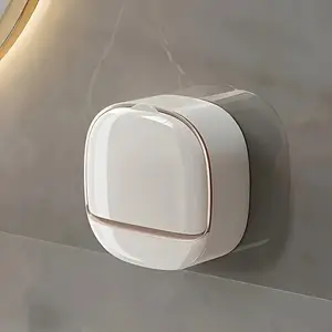 2pcs Wall Mounted Soap Dish, Drill-Free Soap Dish Holder for Bathroom, Wall Mounted Shower Soap Container, Self-Adhesive Soap Dish with Drainage Waterproof Soap Dish, Flip-Top Waterproof Wall Mounted Soap Container for Bathroom, Kitchen and Shower
