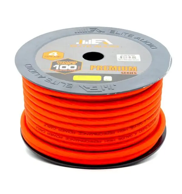 Elite Audio EA-PRM4G-PWR 4 Gauge Durable CCA Power Wire - 100ft Spool, High-Performance Car Amp Cable for Electrical Equipment & Supplies, Accessories