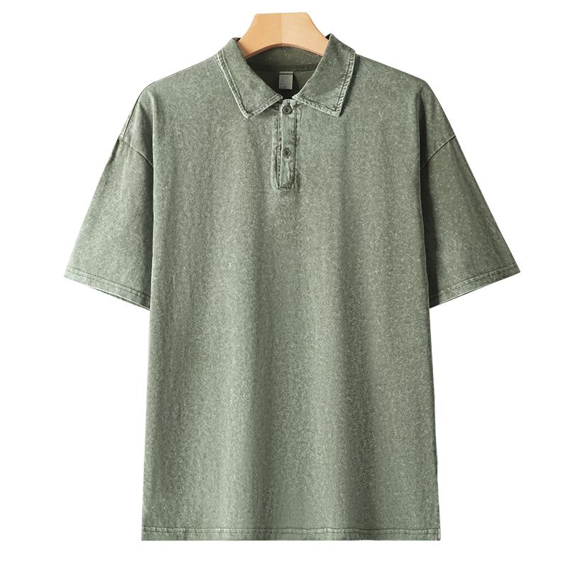 TOOTD Premium — Heavyweight 13 oz washed short-sleeve polo shirt (sizes 42–50), 100% cotton, men’s summer apparel