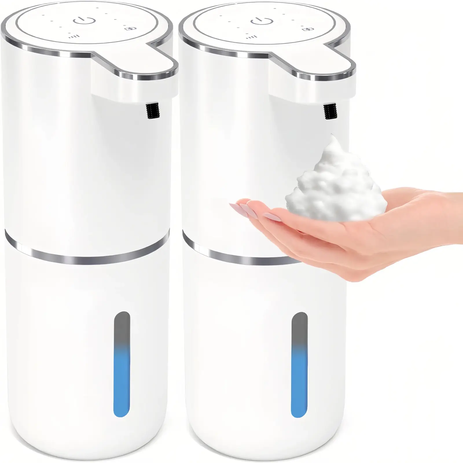 Touchless Foaming Soap Dispenser - USB Rechargeable Wall Mounted Soap Dispenser, 4 Adjustable Foam Levels, Leak Proof for Bathroom & Kitchen