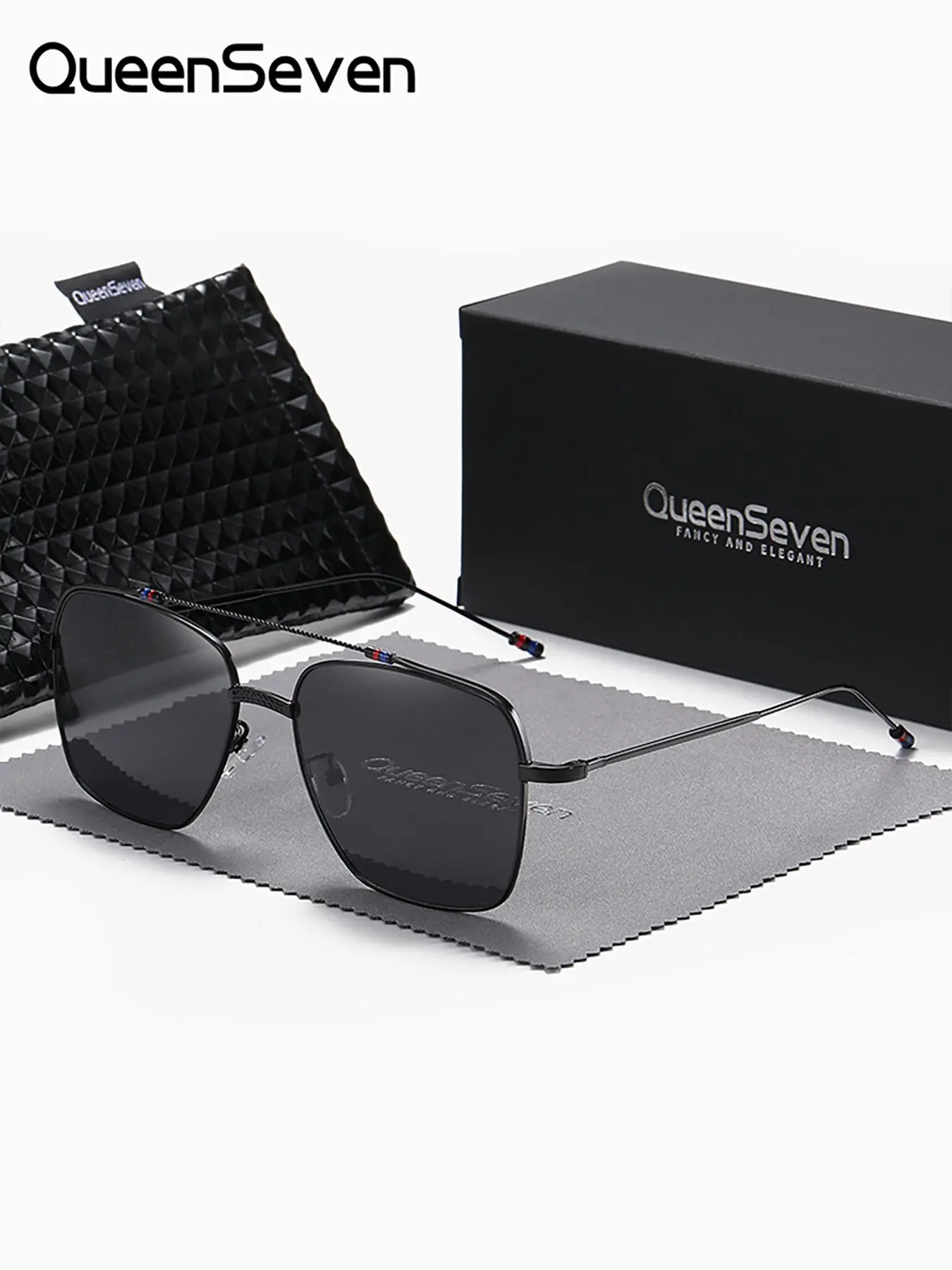 1 Pair Queenseven Unisex Square Full Frame Sunglasses, Lightweight Frames, Effortless Wear, UV400