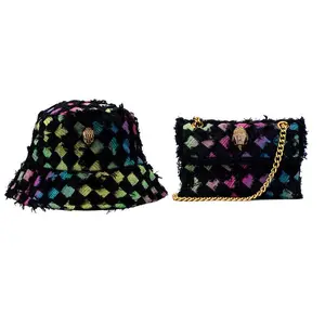 Women Handbag Wash Denim In Weave Print Purse Jointing Cross Body Bag(Shoe Bags)(Men's Sportswear Set)