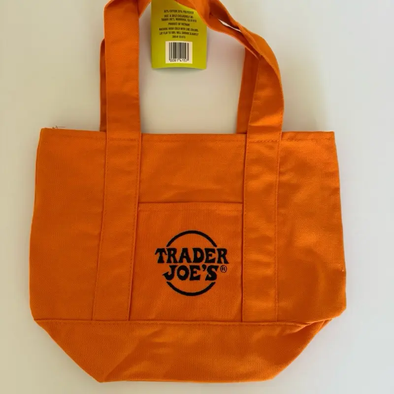 Trader Joe’s mini canvas tote bag, orange