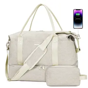 Underseat Travel Duffel Bag 18x14x8 Personal Item Bag for Spirit Airlines with USB Charging Port Wet Pocket Separate Shoe Compartment Carry On Luggage