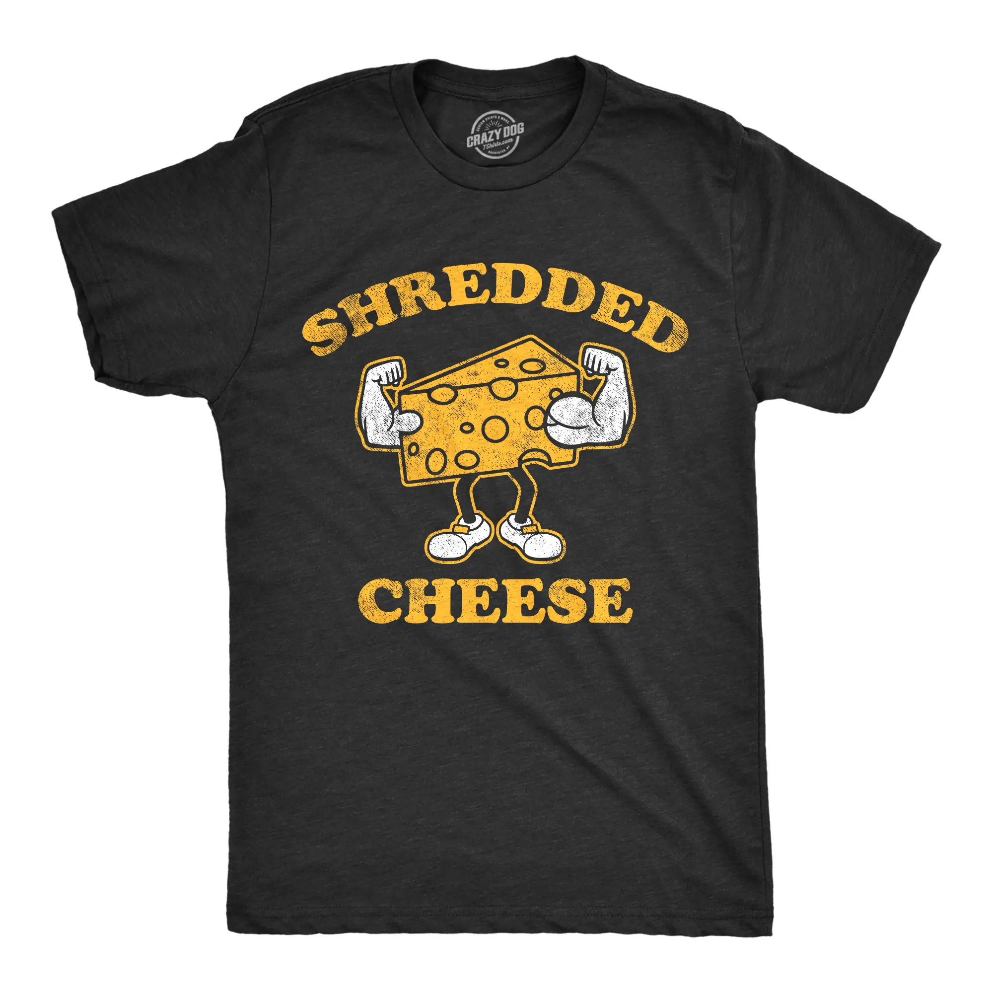 Mens Shredded Cheese T Shirt Funny Cheesy Buff Workout Joke Tee for Guys Mens Funny T Shirts Cool Vintage Fashion T-Shirt Gift Classic Menswear Fitness Apparel for Men Funny Food Short Sleeve Novelty Tees for Black -
