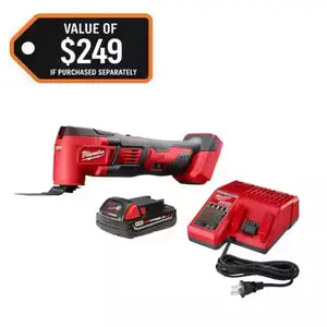 Milwaukee M18 18V Lithium-Ion Cordless Oscillating Multi-Tool Kit with one 1.5 Ah Battery & Charger
