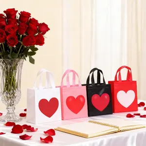 4pcs Heart-Shaped Candy Gift Bags with Handles, Non-Woven Fabric, Perfect for Valentine's Day, Wedding Parties, Birthday Parties, Gifts, Party Gift Packs