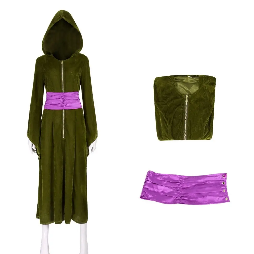 Padmé Amidala Dark Green Velvet Hooded Dress Cosplay Costume Set with Belt for Comic Con