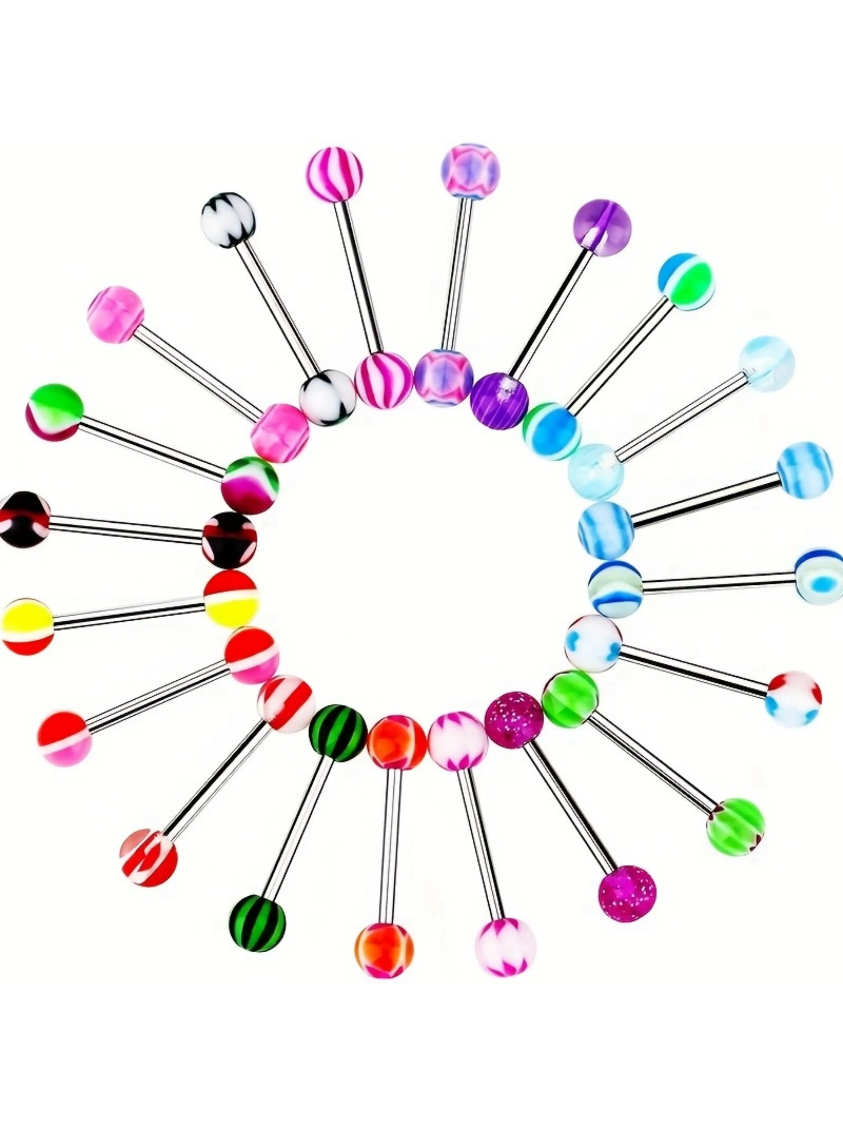 Stainless Steel Tongue Barbell Set, Unisex Design, Assorted Colors, Durable Material, Ideal for Daily Use, Body Piercing Jewelry, Body Jewellery