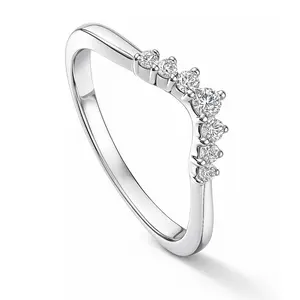 BERRICLE Sterling Silver Wishbone 7-Stone Rings Stackable Curved Band for Women, Cubic Zirconia CZ