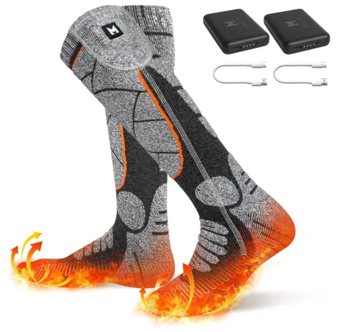 Heated Socks, 5V 6000mAh Rechargeable Heated Socks for Men Women, Battery Heated Socks with 3 Heating Levels for Skiing, Skating, Hiking, Walking, Fishing, Cycling, Motorcycling