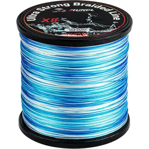 RUNCL 8 Strands Braided Fishing Line - High Visibility Colored Braid Line, Super Strong, Abrasion Resistant, No Stretch, 328yds/546yds/1093yds, 12lb to 100lb for Saltwater or Freshwater Fishing