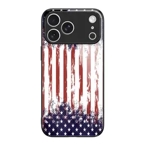 American Flag Case for iPhone 17 Pro Max 16 Pro Max 15 Plus 14 13 12 11 Samsung S26 S25 S24 S23 S22 S21 A56 A55 A54 F14 Premium Fashion Design Lens Protection Wear-Resistant Shock Absorbing Straight Edge Pollution Prevention