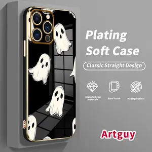 Case for iPhone 16 Pro Max 15 Plus 14 13 12 11 XS XR Ghost Pattern Anti-Scratch Shockproof Soft Silicone Protective Cover