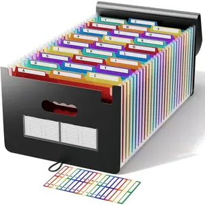 26 Pockets Accordion File Organizer/Expanding File Folder A4 Letter Size Expandable Filling Box/Plastic Accordian Document Paper Coupon Bill Receipt Organiser, AZ Alphabetical Colored Tabs