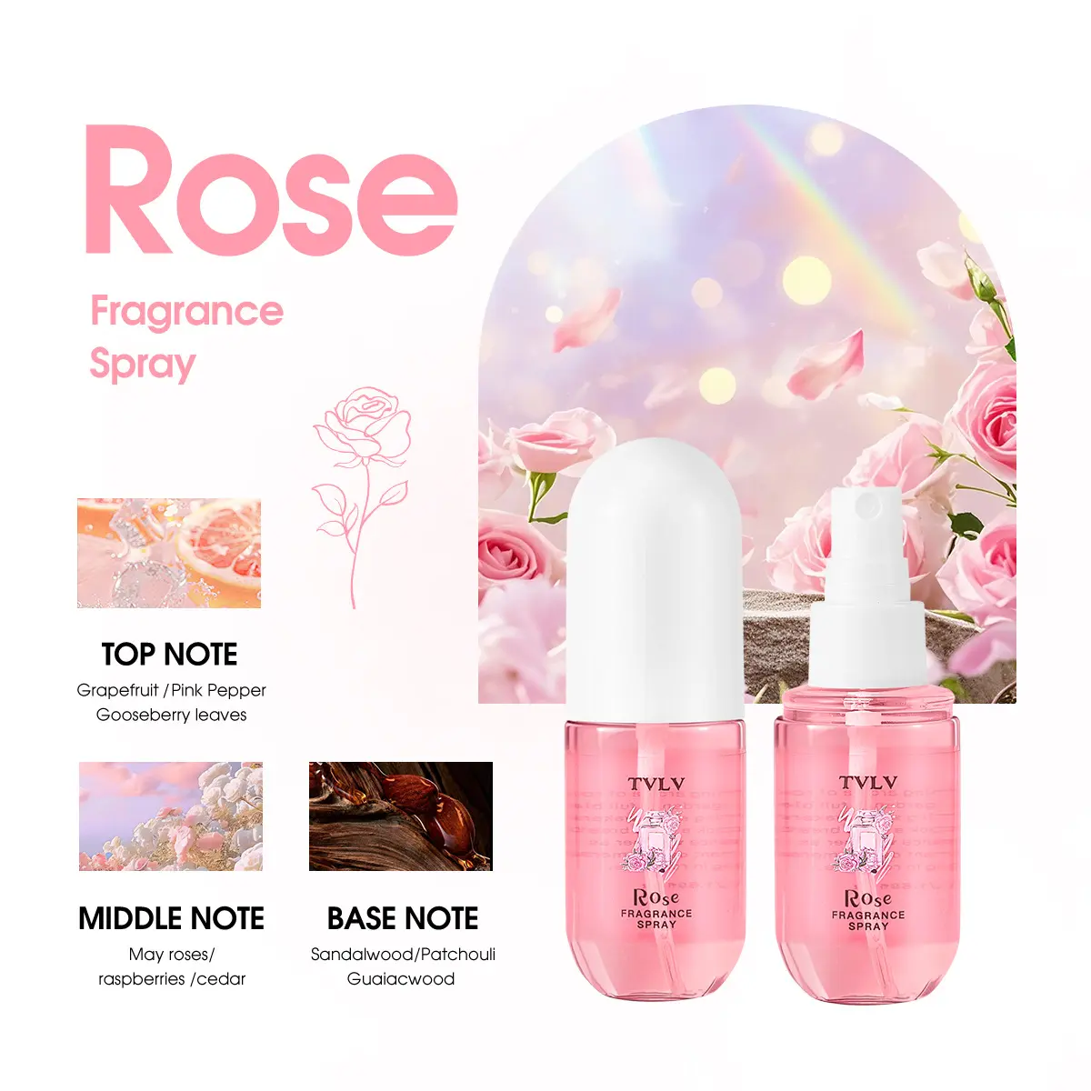 50ML Alcohol-Free Fragrance Spray, Scented Home Fragrance, Household Fragrance, Home Fragrance Products, Coconut Rose Lavender Watermelon Scent, Long-Lasting Air Freshener, Gentle and Portable, Bedroom Use