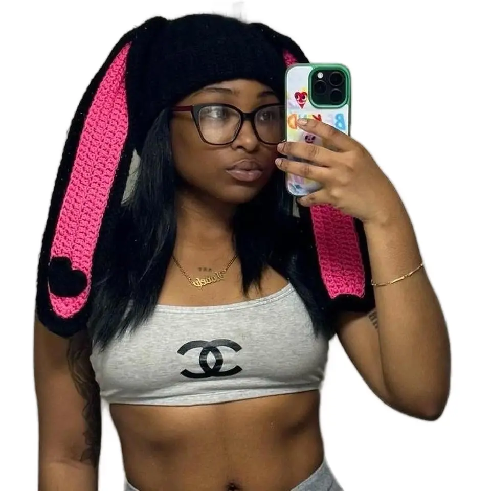 Crochet Bunny Ear Beanie - Soft Beanie with Bunny Ear Design, Ideal for Casual Wear