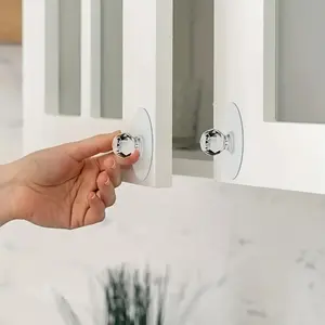 Contemporary Plastic Pull Handles, Door Handles Interior, Multi-Functional Suction Cup Grip for Smooth Surfaces, Cabinets, Drawers, Sliding Doors, Toilets, Easy Install, No Drilling Required, Utility Hooks