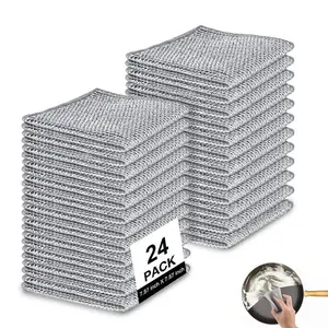 10 Double-Layer Stainless Steel Wire Cloths Heavy-Duty Non-Abrasive Scrubbers for Pots Pans & Utensils Multipurpose Reusable Kitchen Towels Dishwashing Sponges