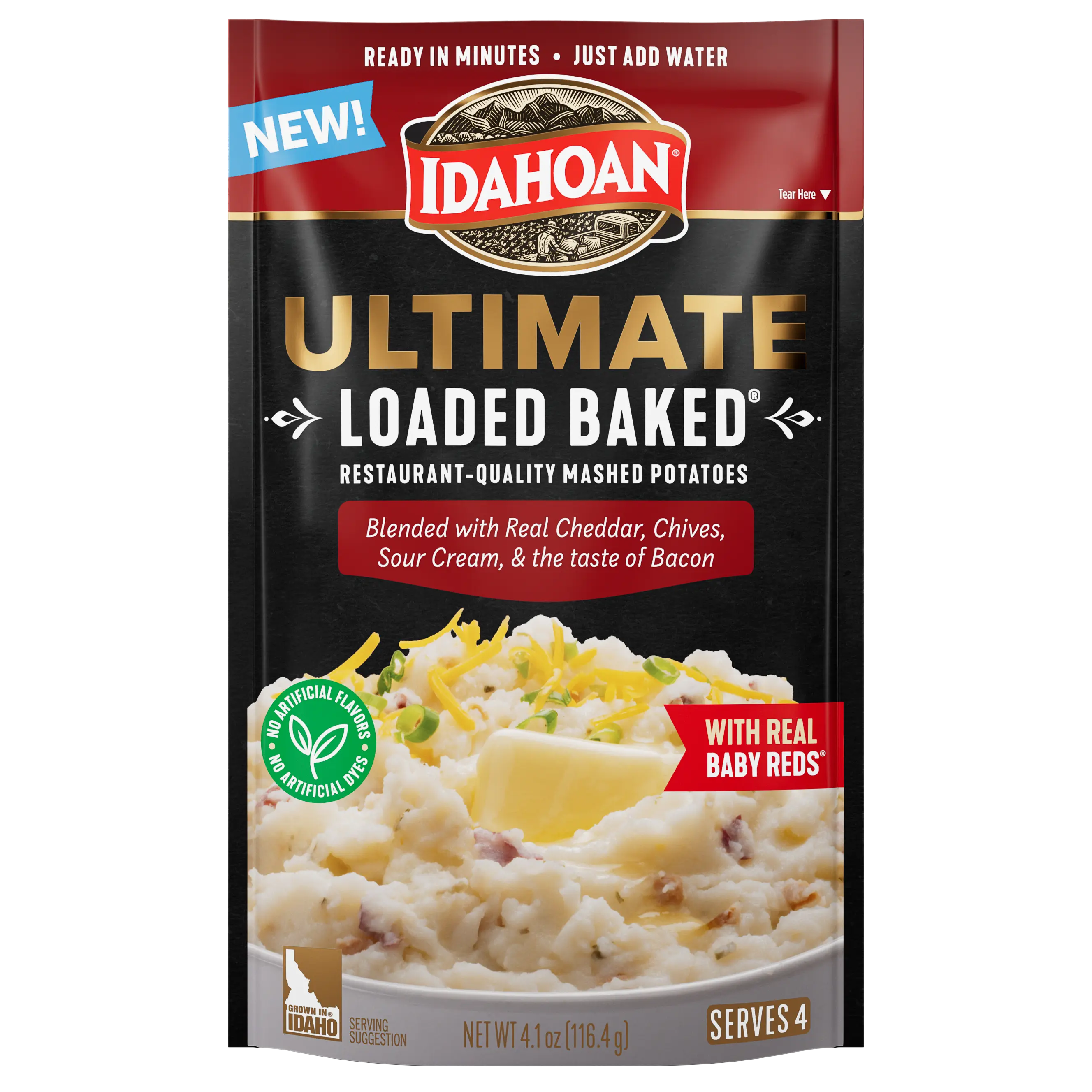 Idahoan Ultimate Loaded Baked Mashed Potatoes, 4 oz, Pack of 10