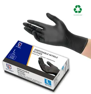 GP Craft  Black Nitrile durable disposable  gloves, 3.5 mil, powder free and latex-free, wear resistant, clean and waterproof Hand  Comfortable  reusable pet hair remover glove mil sterile Wet & Dry Mop Pads Powder-Free