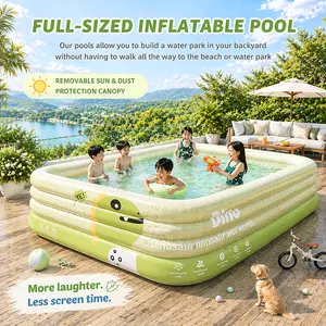 Inflatable Swimming Pool with Canopy, Air Pump & Spray Gun – 119.7 Inches (Approx. 299.7 cm) Large Family Pool for Adults, Perfect for Backyard, Garden Parties & Outdoor Summer Fun