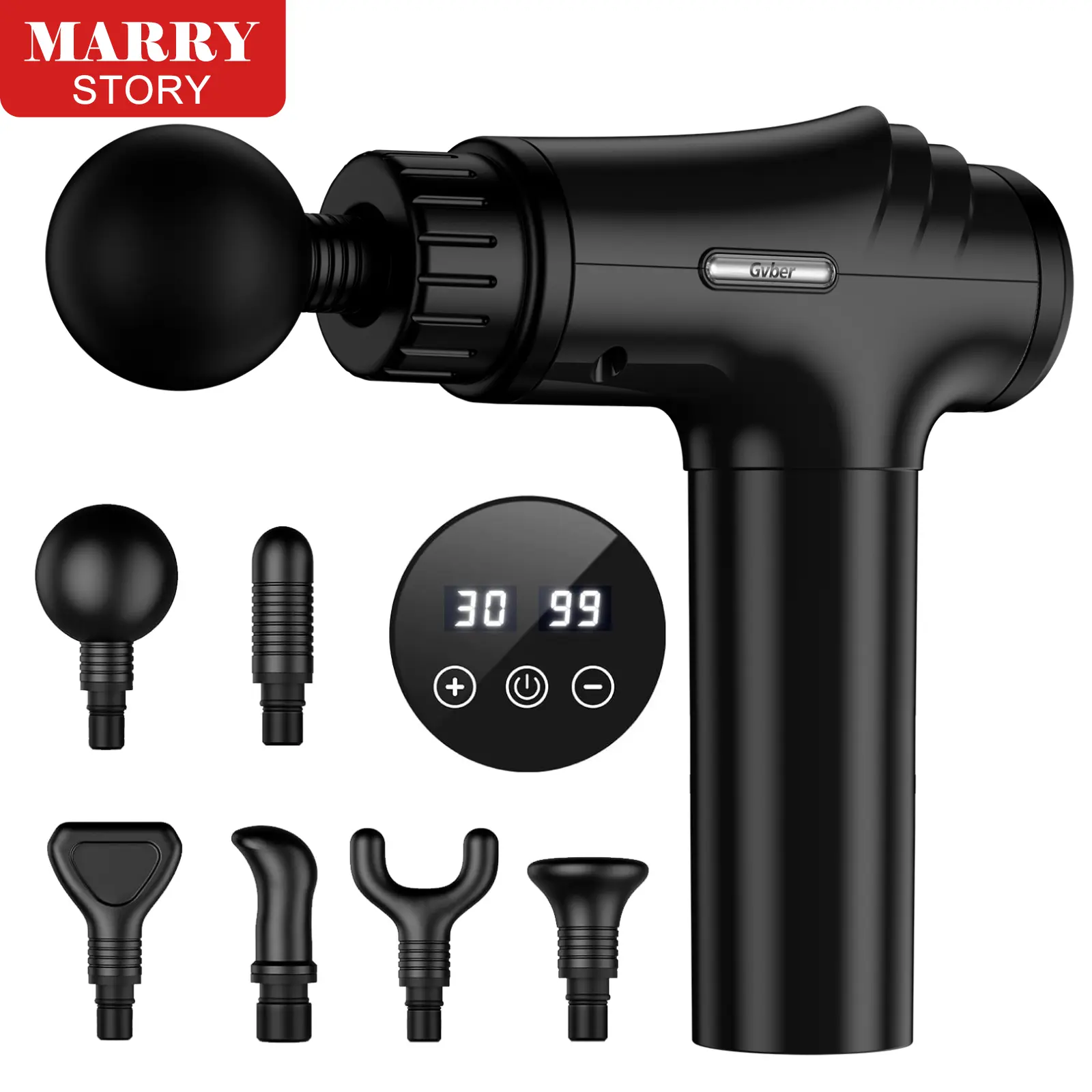 Deep Tissue Massage Gun, High Intensity Percussion Massage Device for Pain Relief with 6 massage head & 30 Speed , Handheld Electric Massager