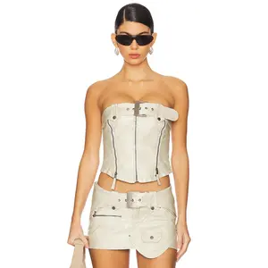 Jaded London Buckle And Zip Corset in White