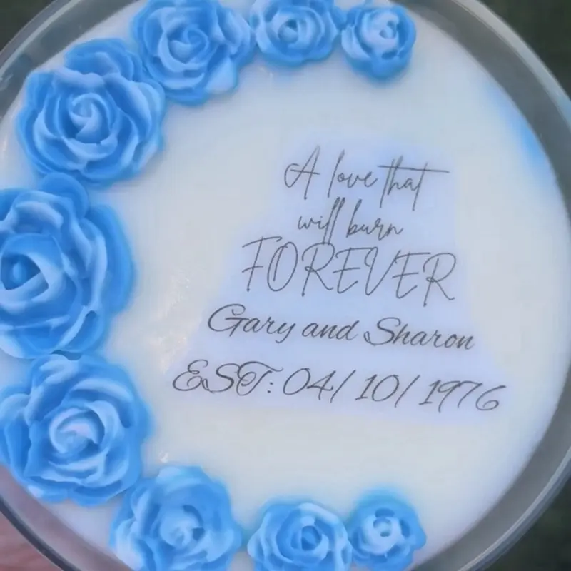 Wickless Personalized Message Candle with Rose Design - A Love That Will Burn Forever