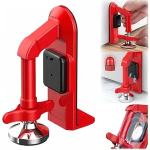 Portable Alarm Door Stopper, Portable Lock for Travel Anti Theft Blocker Stoppers Security Jammer Stopper No Drill Safety Door Stopper Security for Women, Children (Red)