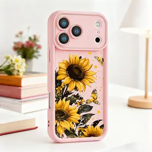Personality Fashion Sunflower Butterfly Pattern for iPhone 17 Air 16 15 16e 14 13 12 11 Pro Max Plus X XS Fashion Full cover protective case anti fall and anti slip TPU soft case Creative colorful mobile phone case