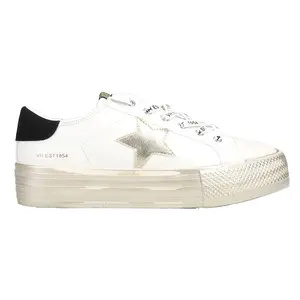 Vintage Havana Womens Amaze Metallic Lace Up Sneakers Shoes Casual - White