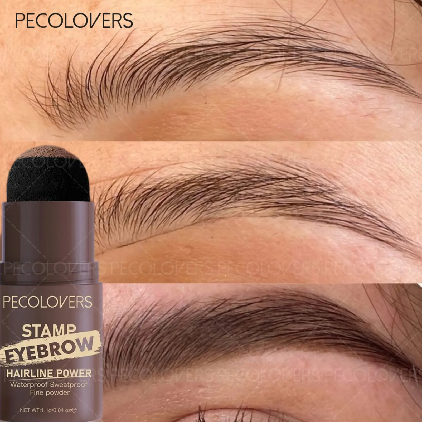 1PC Black Brown Eyebrow Powder Natural Eyebrow Waterproof Stamp Shaping Eyebrow Shape High Color Lasting Eyes Makeup Cosmetic Eyebrow Define Powder