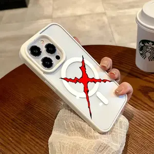 One Piece X Pattern Magnetic Phone Case Supports Wireless Charging for iPhone 17 15 16 14 Pro Max 13 12 11 XR XS Plus Air Shockproof Non Slip Protection Silicone Transparent Acrylic Cover Cellphone Protective