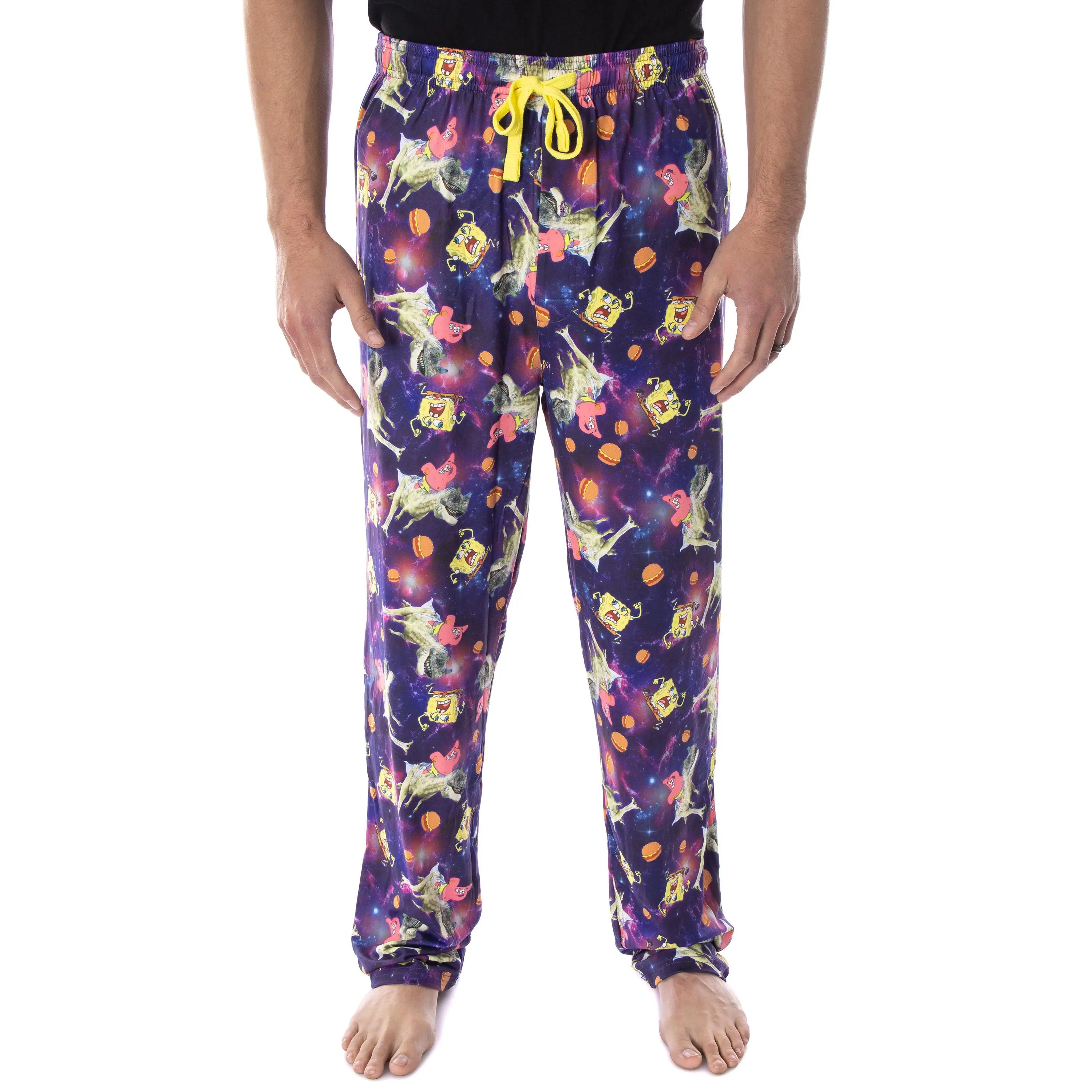 SpongeBob SquarePants Men's Space Chase Adult Lounge Sleep Pajama Pants, Smooth, Polyester, Spandex